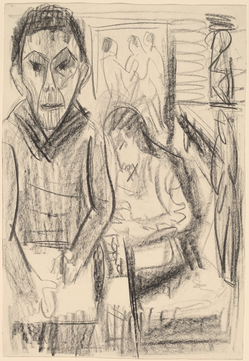 Omakuva studiossa, 1923. tekijältä Ernst Ludwig Kirchner
