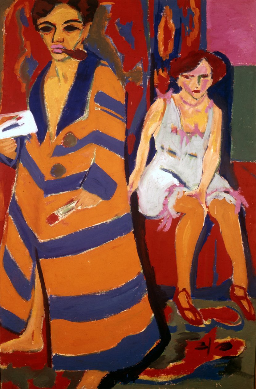 "Omakuva mallin kanssa", 1907 tekijältä Ernst Ludwig Kirchner
