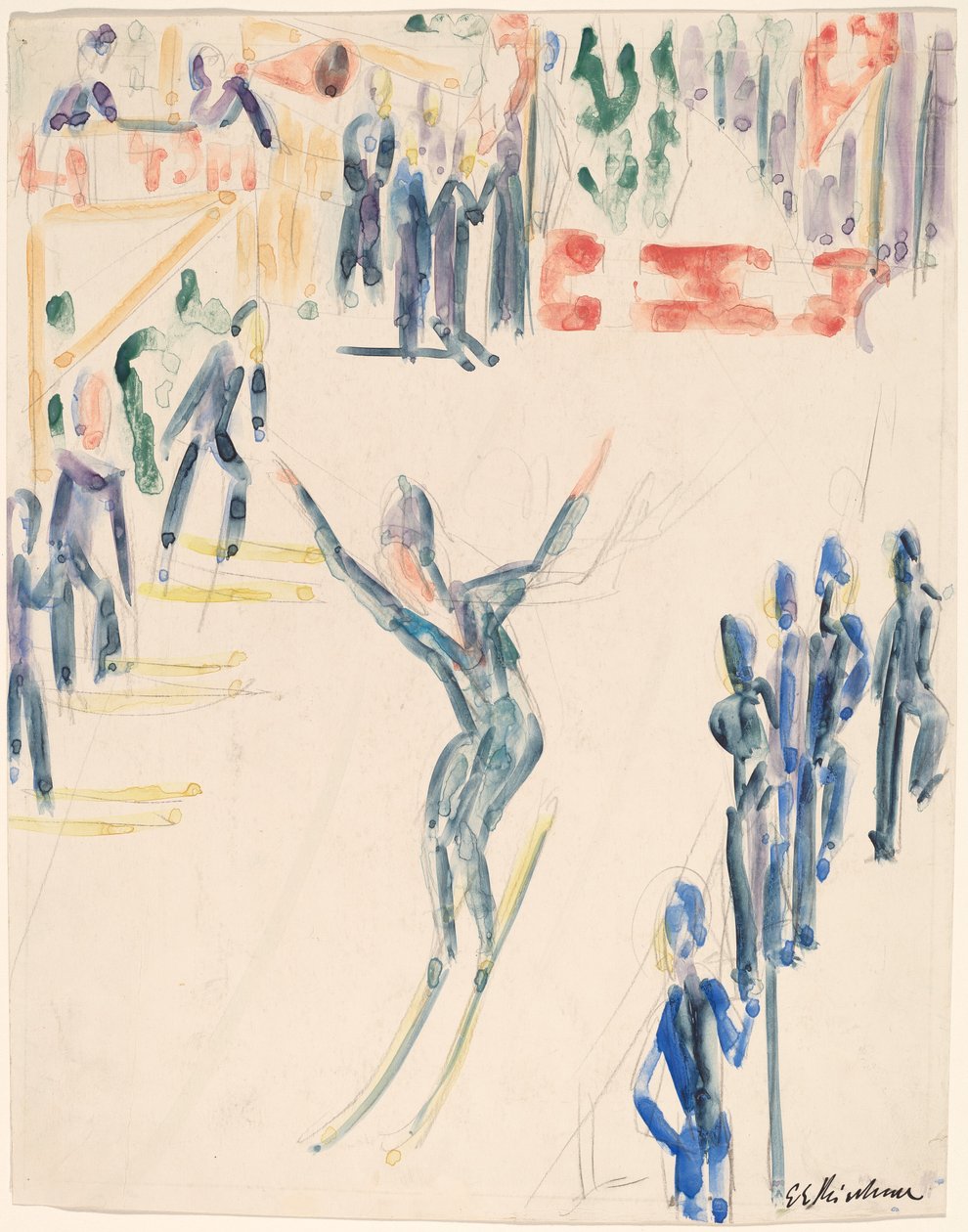 Mäkihyppääjä, c. 1936. tekijältä Ernst Ludwig Kirchner