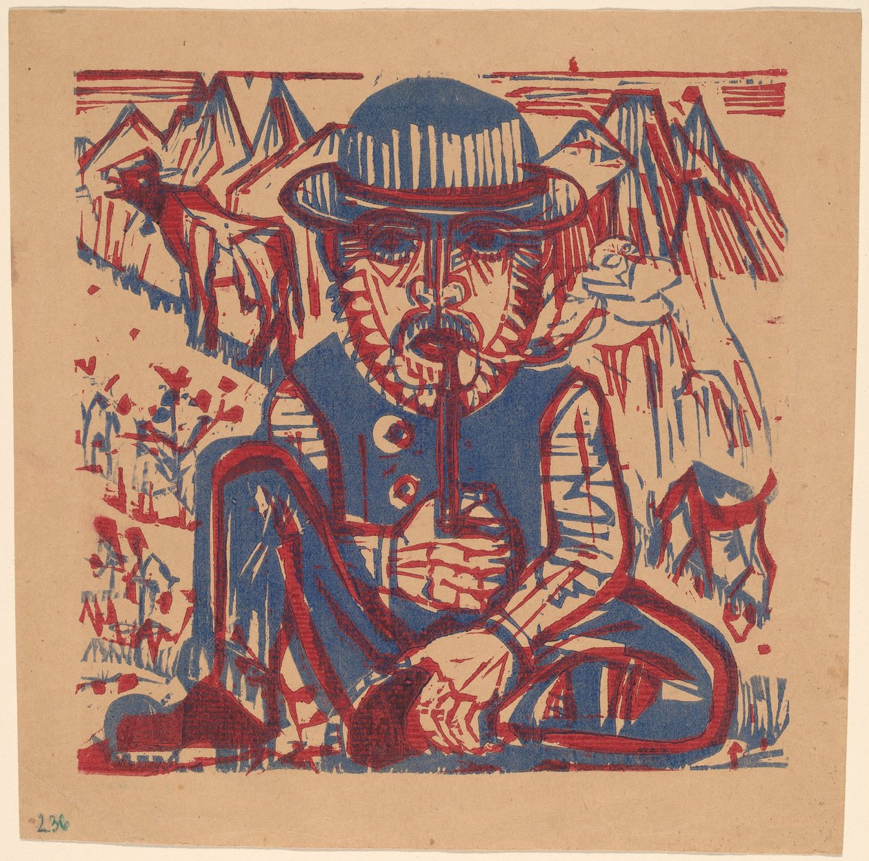 Tupakoiva talonpoika. tekijältä Ernst Ludwig Kirchner