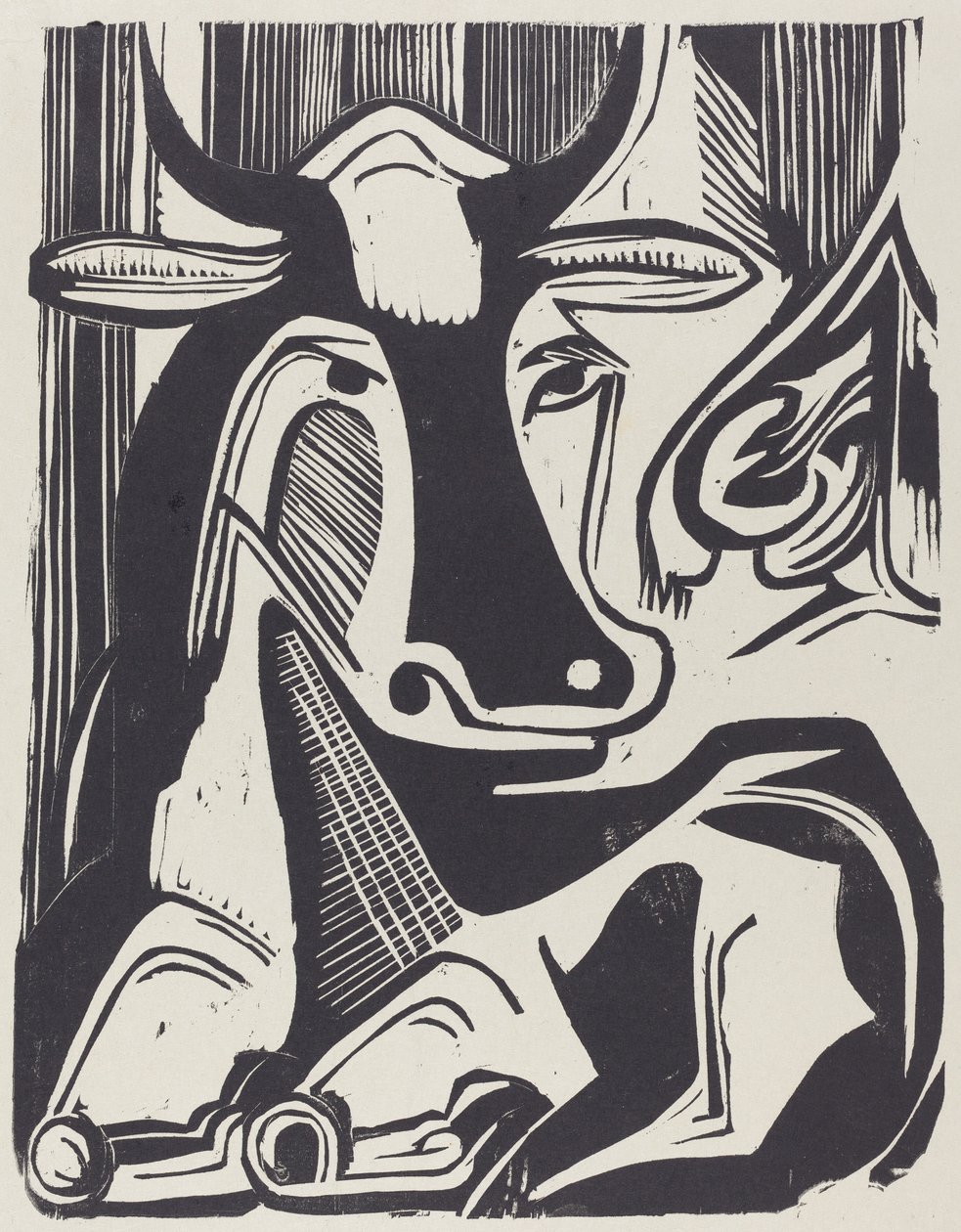 Suuri lehmä makuulla Grosse Liegende Kuh, 1929. tekijältä Ernst Ludwig Kirchner