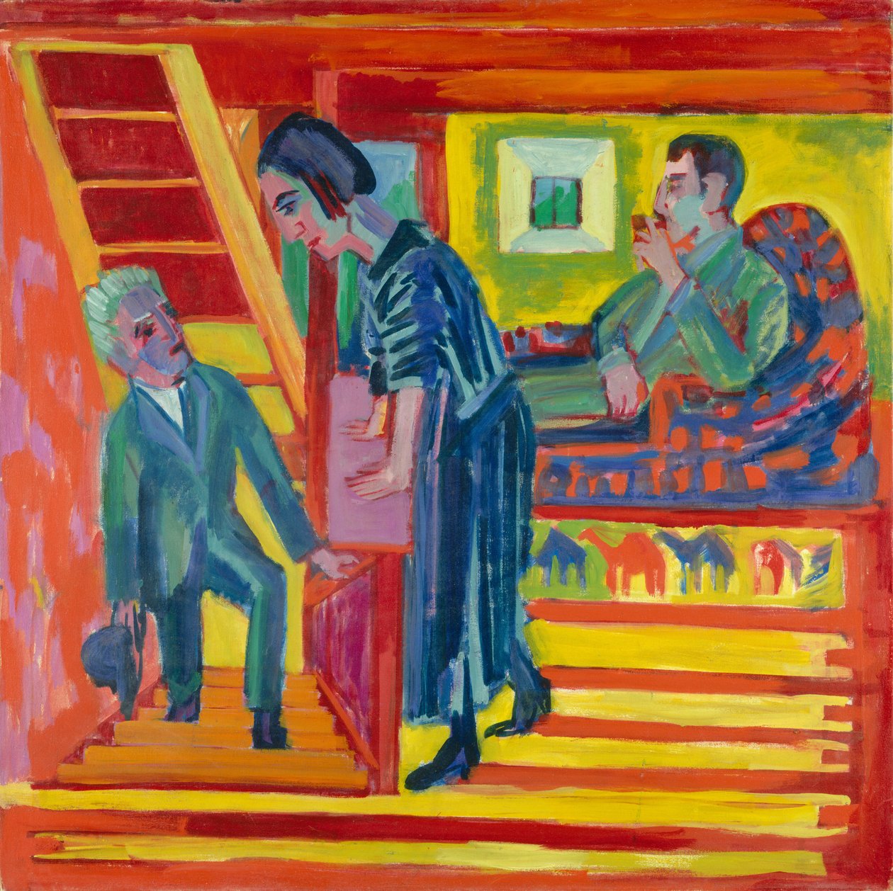 Vierailu - Pariskunta ja tulokas, 1922. tekijältä Ernst Ludwig Kirchner
