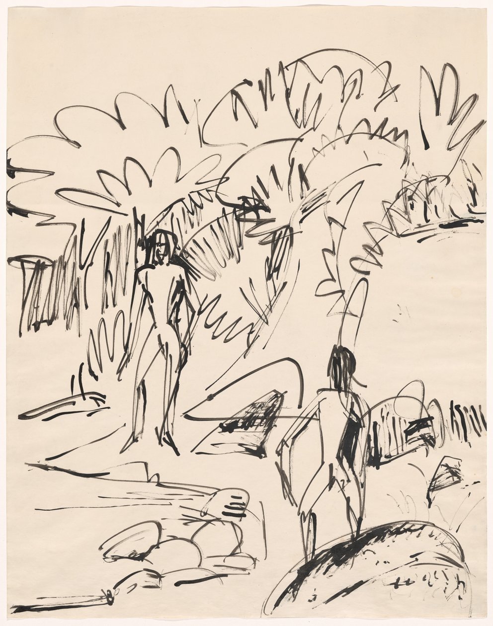 Kaksi uimaria Fehmarnin rannikolla, 1912. tekijältä Ernst Ludwig Kirchner