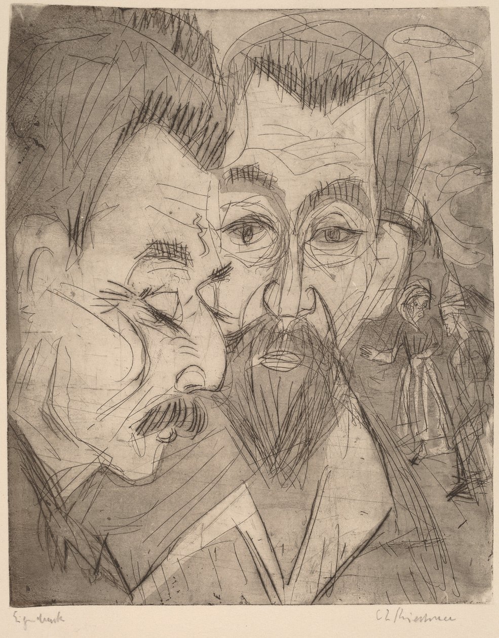 Kaksi talonpoikapäätä, 1920. tekijältä Ernst Ludwig Kirchner