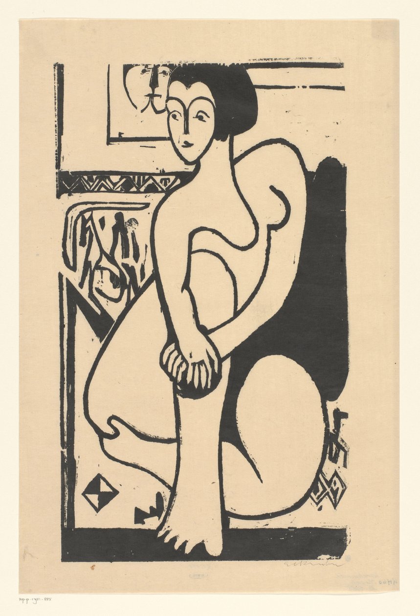 Istuu alasti tekijältä Ernst Ludwig Kirchner (signed by artist)