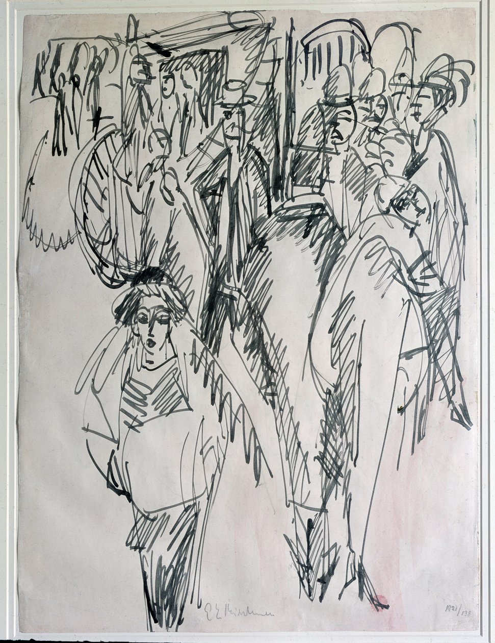 Katu Berliinissä, Saksassa (piirustus tekijältä Ernst Ludwig Kirchner