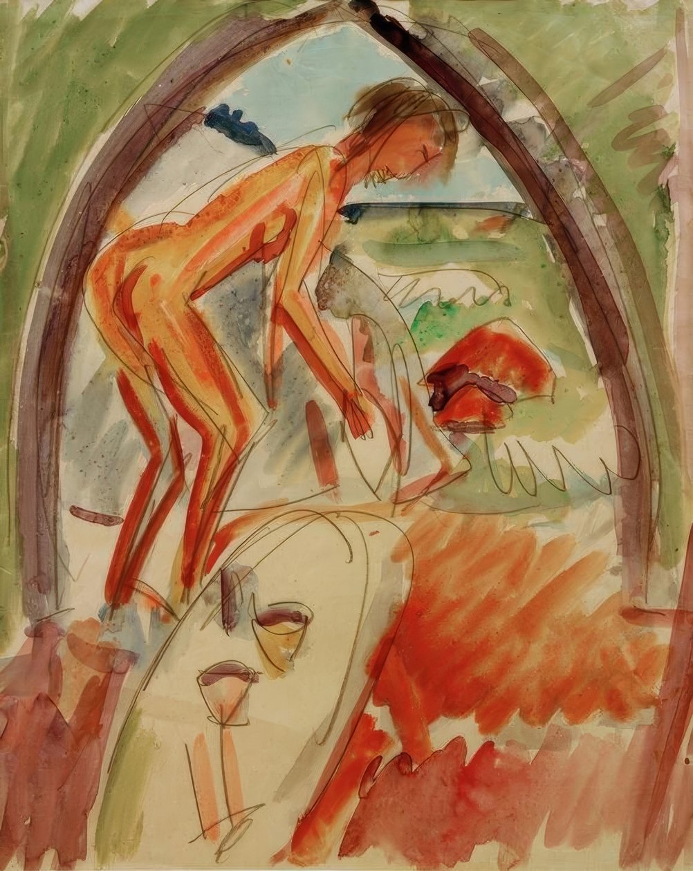 Akt im Bogen tekijältä Ernst Ludwig Kirchner