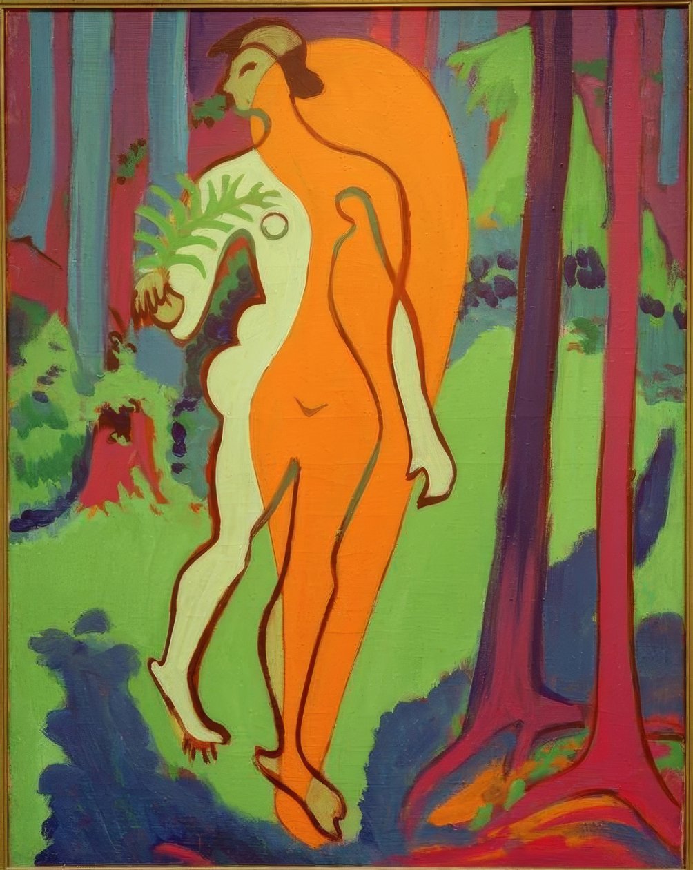 Nude oranssina ja keltaisena tekijältä Ernst Ludwig Kirchner