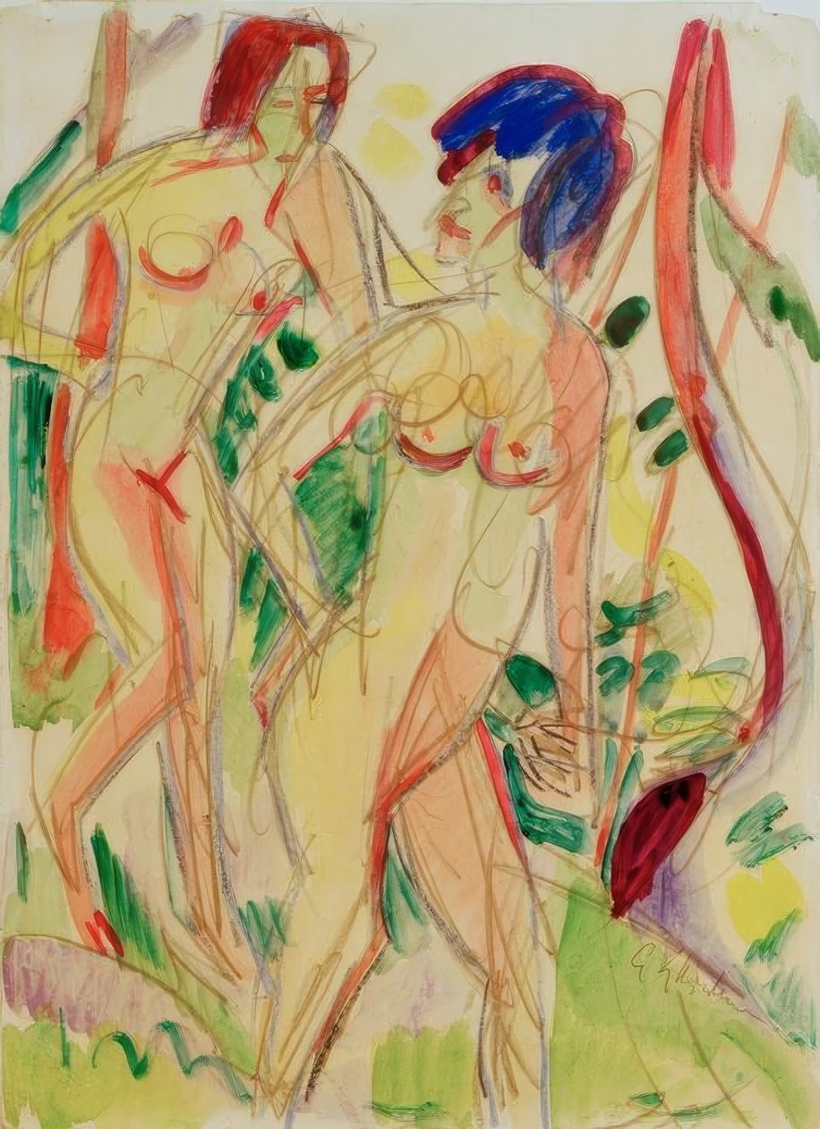 Alastonkuvat metsässä, sinisiä tekijältä Ernst Ludwig Kirchner