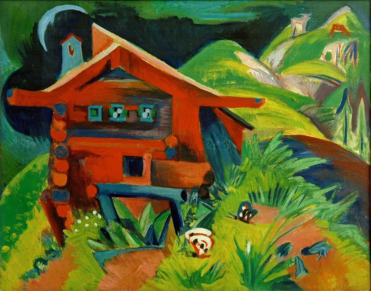 Alppien kota; Punainen Alfaus tekijältä Ernst Ludwig Kirchner