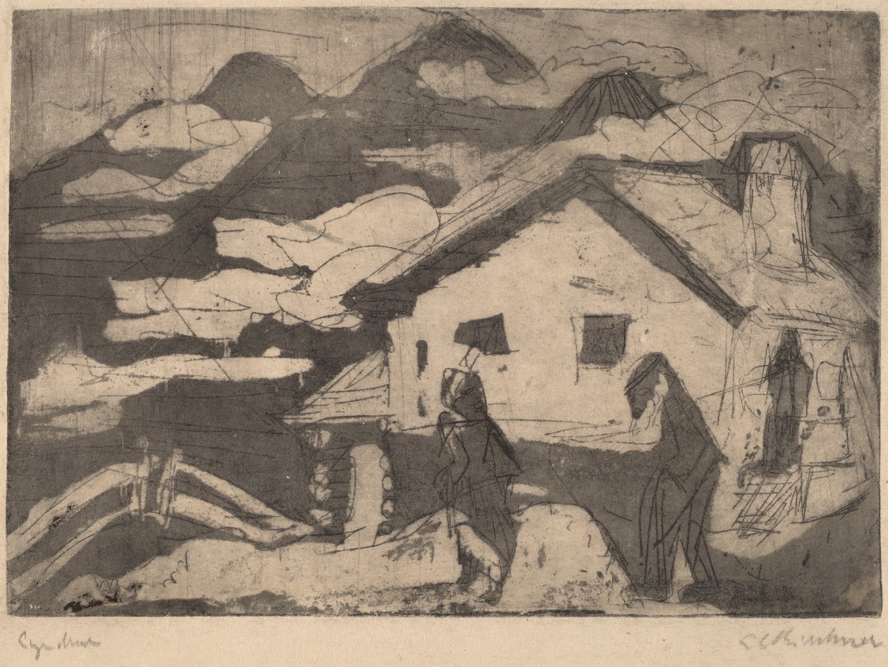 Alppien mökit sumussa tekijältä Ernst Ludwig Kirchner