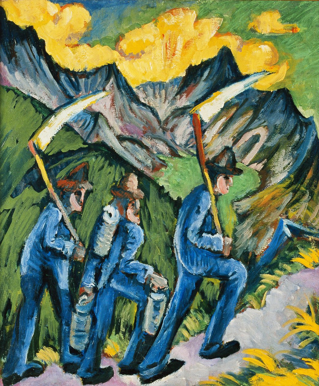 Alppien elämä, triptyykki; Alppien elämä, triptyykki, 1918 tekijältä Ernst Ludwig Kirchner