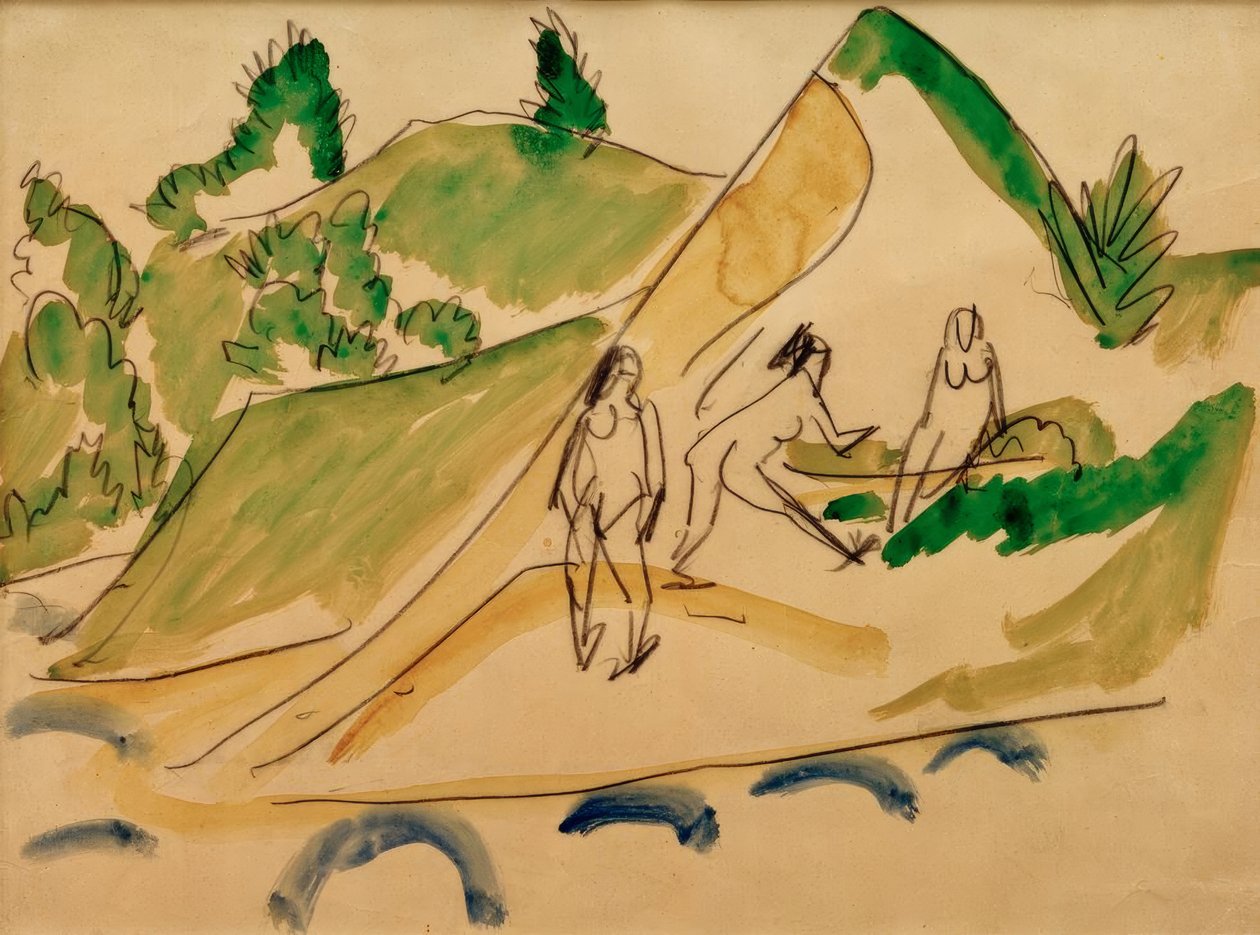 Uimareita Moritzburg-järvellä tekijältä Ernst Ludwig Kirchner