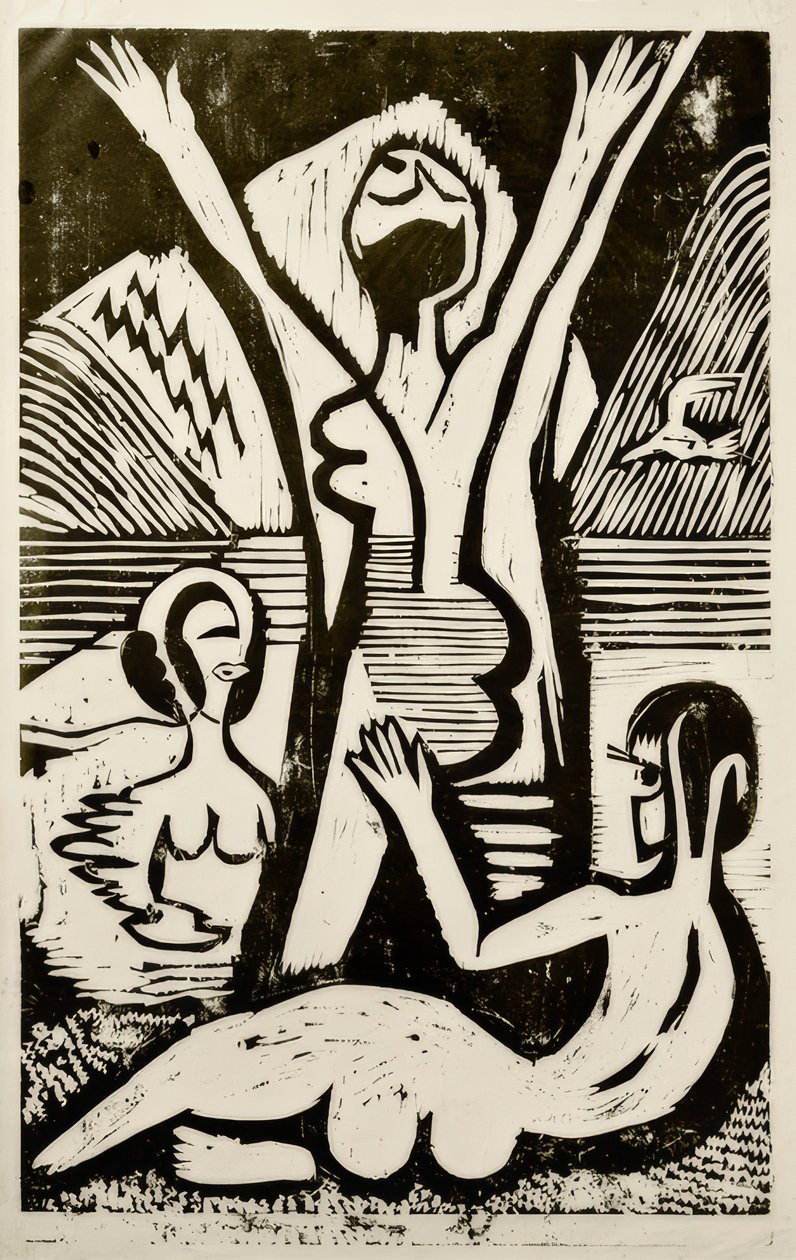 Uimareita järvellä tekijältä Ernst Ludwig Kirchner