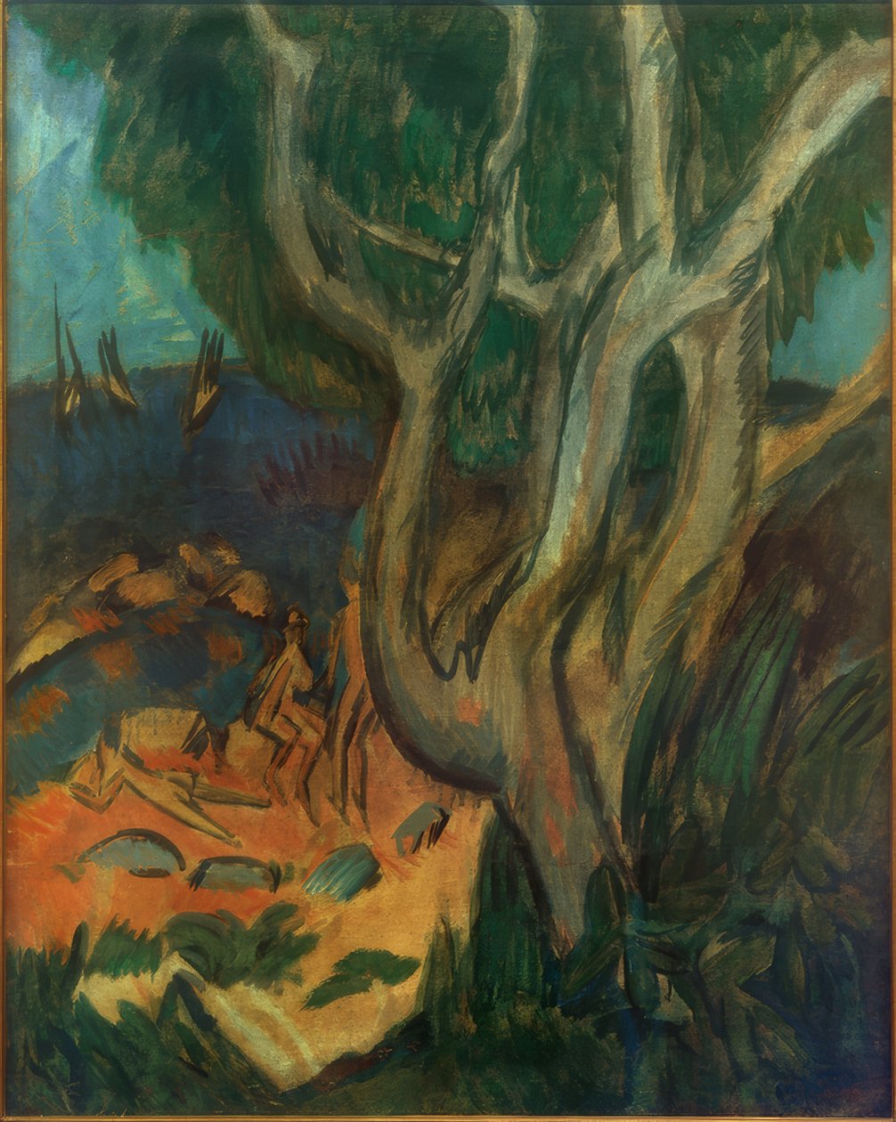 Uimarit rannalla Fehmarnissa tekijältä Ernst Ludwig Kirchner