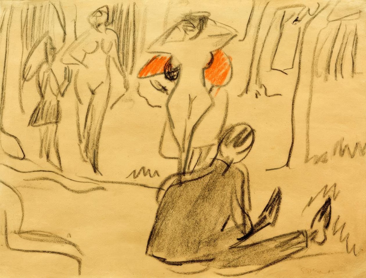 Badende Moritzburgissa tekijältä Ernst Ludwig Kirchner