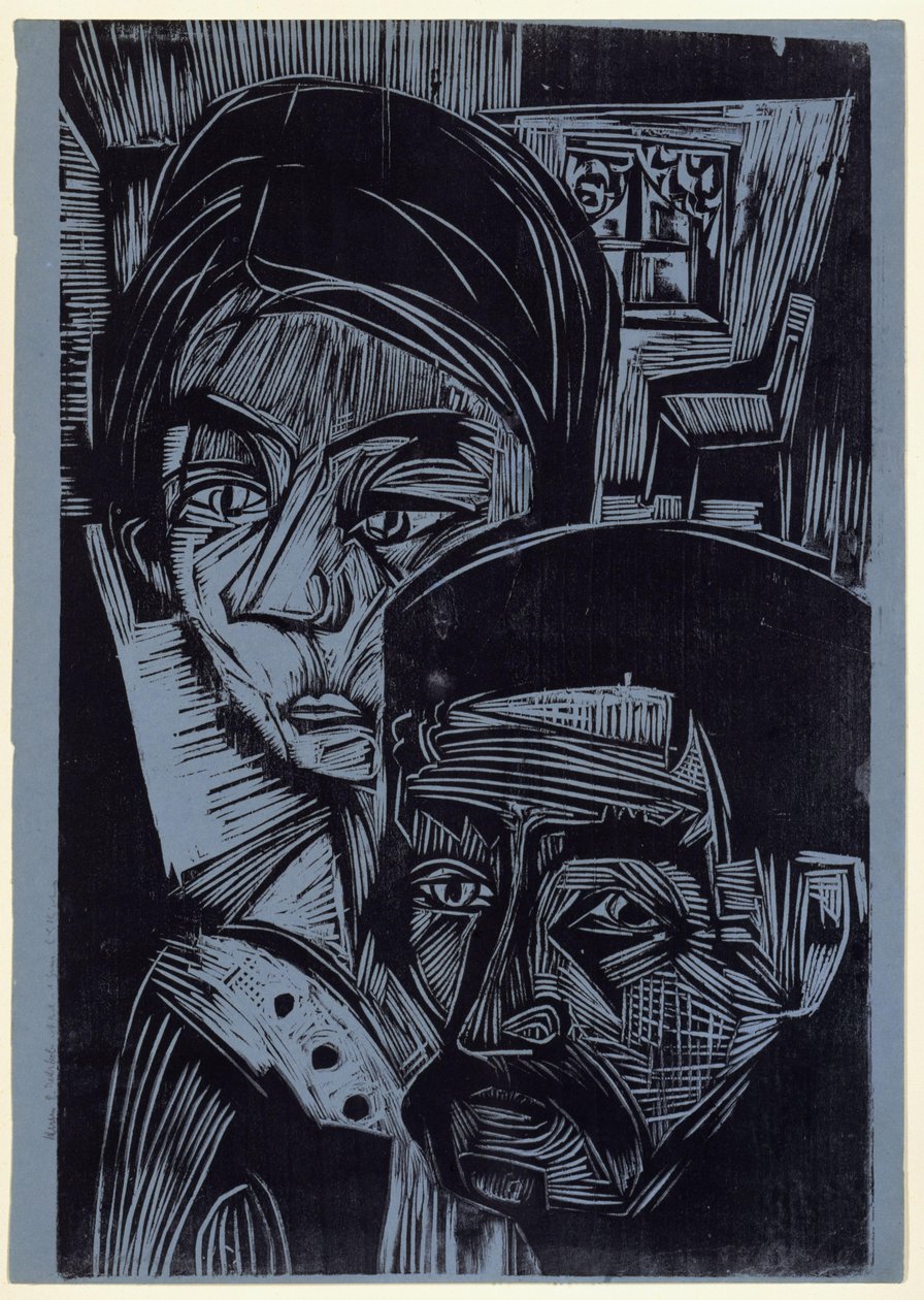 Maanviljelijäpari mökissä (Andres ja Annamargret Müller) tekijältä Ernst Ludwig Kirchner