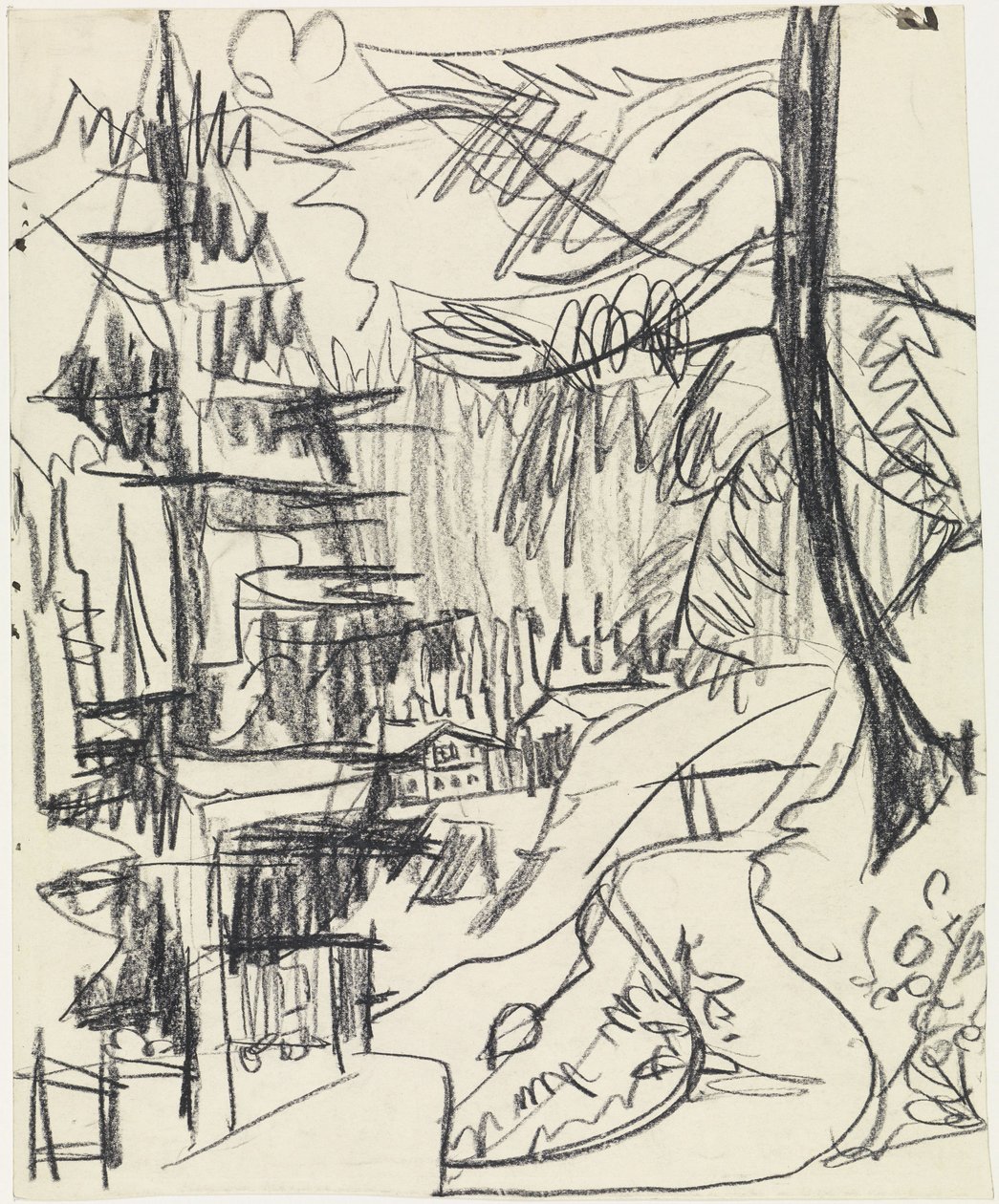 Vuoristometsä ja mökit tekijältä Ernst Ludwig Kirchner