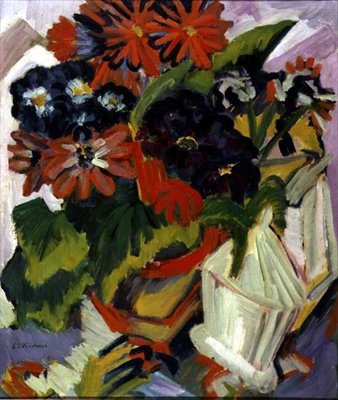 Kukkakimppu sokerikulholla tekijältä Ernst Ludwig Kirchner