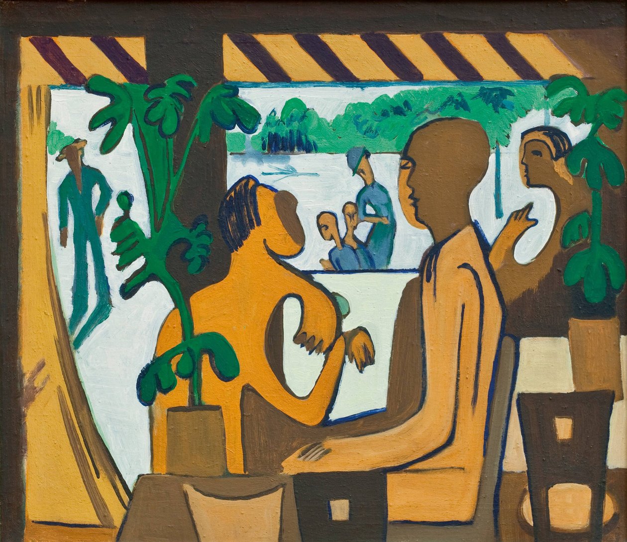 Ruskeat hahmot kahvilassa, 1928-1929 tekijältä Ernst Ludwig Kirchner