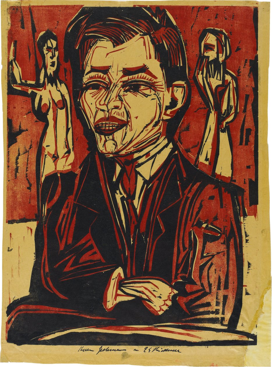 Will Grohmannin (1887-1968) rintakuva, suuri tekijältä Ernst Ludwig Kirchner