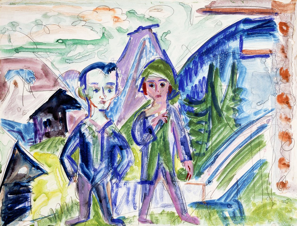 Pari maisemassa tekijältä Ernst Ludwig Kirchner