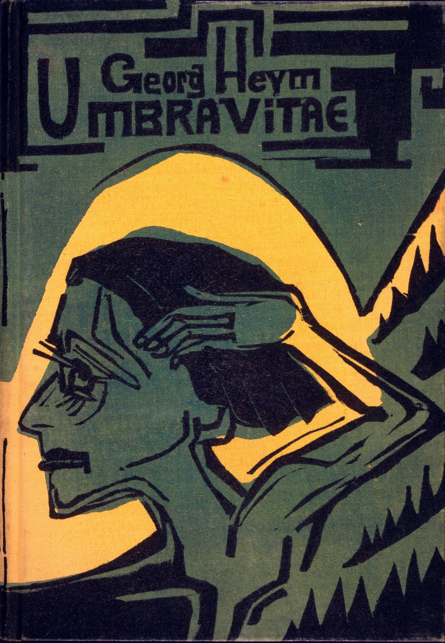 Georg Heymin Umbra Vitaen kansi, julkaistu 1924 tekijältä Ernst Ludwig Kirchner