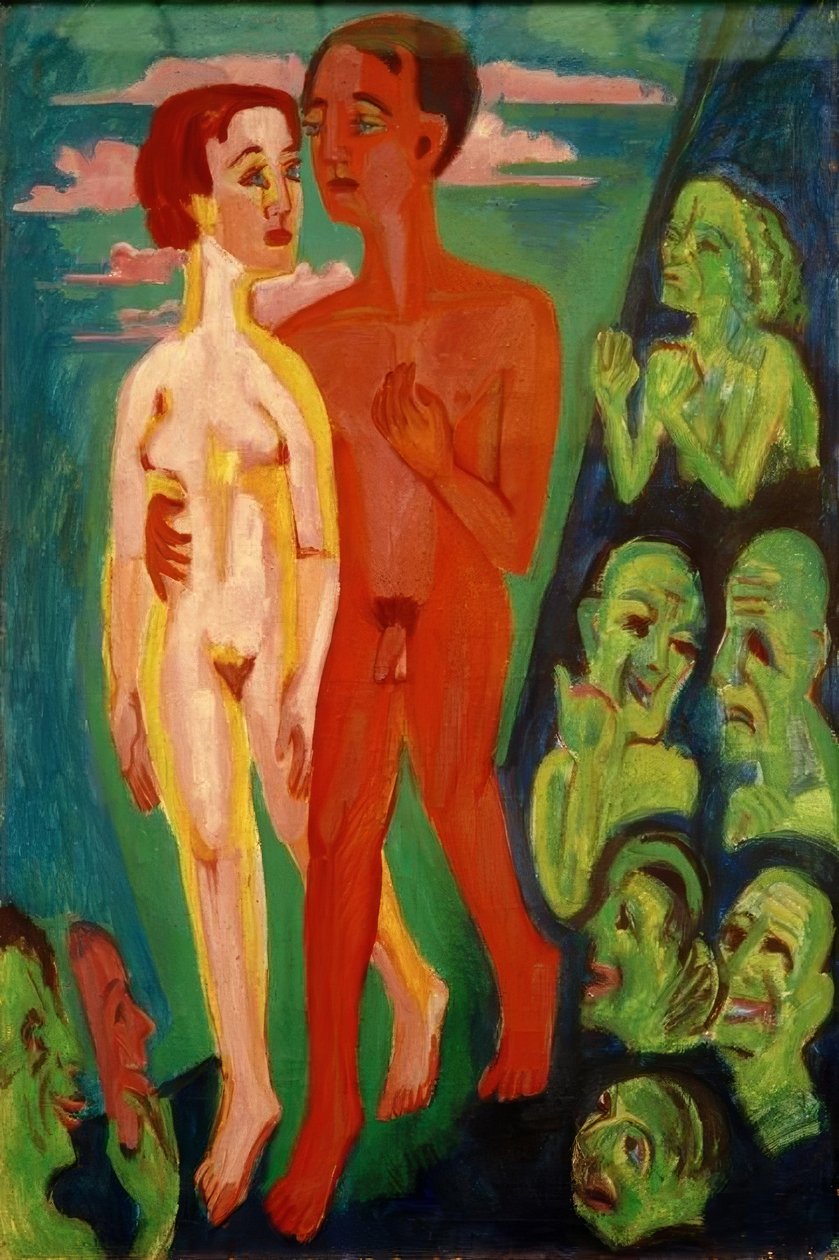 Pariskunta kansan edessä tekijältä Ernst Ludwig Kirchner