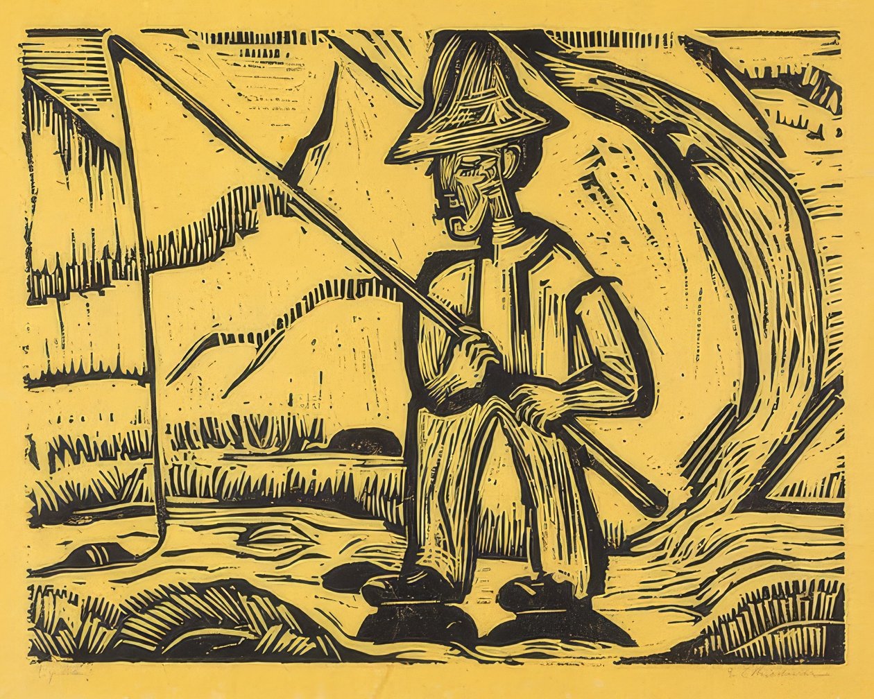 Kalastaja. 1923 tekijältä Ernst Ludwig Kirchner