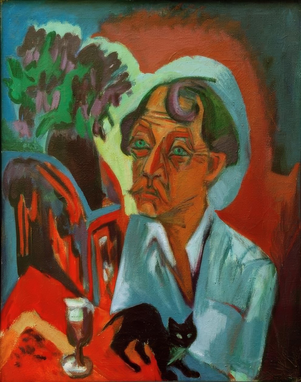 Der Maler Stirner mit Katze tekijältä Ernst Ludwig Kirchner