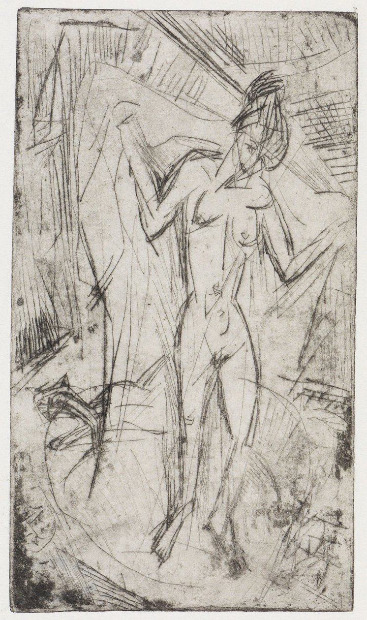 Tanssi naisten kesken/Kylpevä nainen ja kissa tekijältä Ernst Ludwig Kirchner