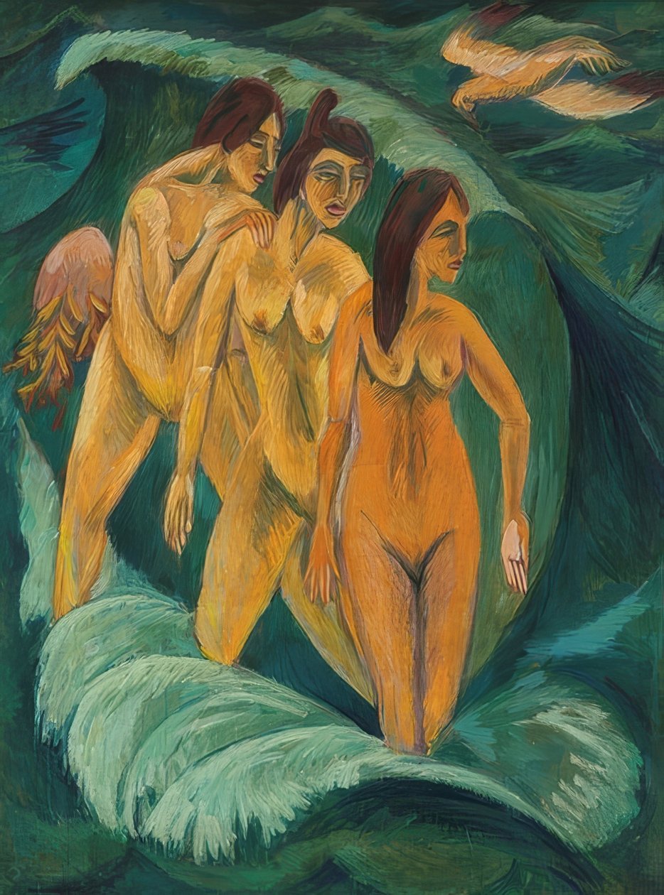 Kolme uimaria. 1913 tekijältä Ernst Ludwig Kirchner