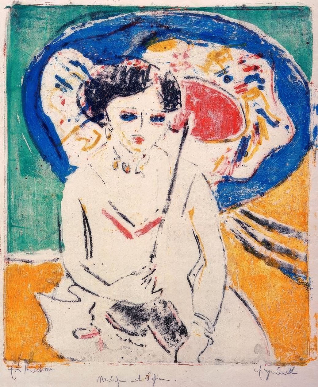 Dodo japanilaisella sateenvarjolla tekijältä Ernst Ludwig Kirchner