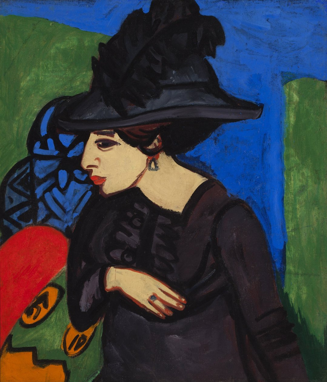 Dodo, jolla on höyhenhattu tekijältä Ernst Ludwig Kirchner