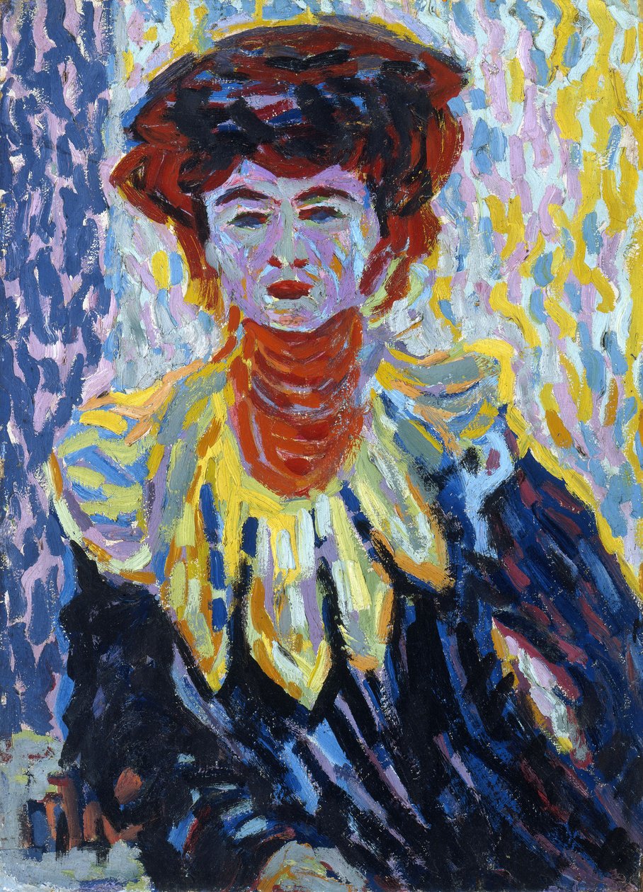 Doris röyhelöpantalla, c. 1906 tekijältä Ernst Ludwig Kirchner