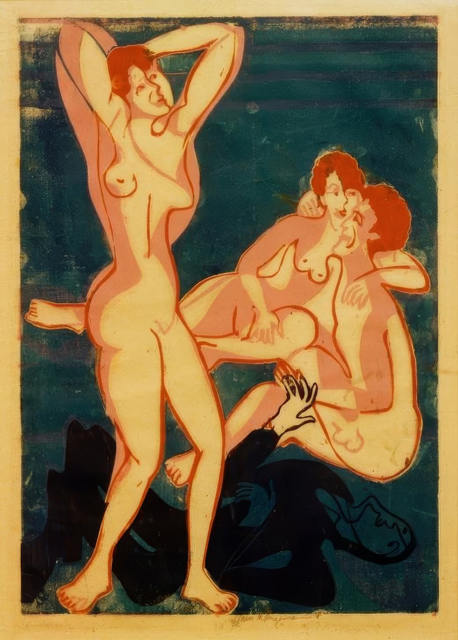 Kolme alastonkuvaa ja valehteleva mies tekijältä Ernst Ludwig Kirchner