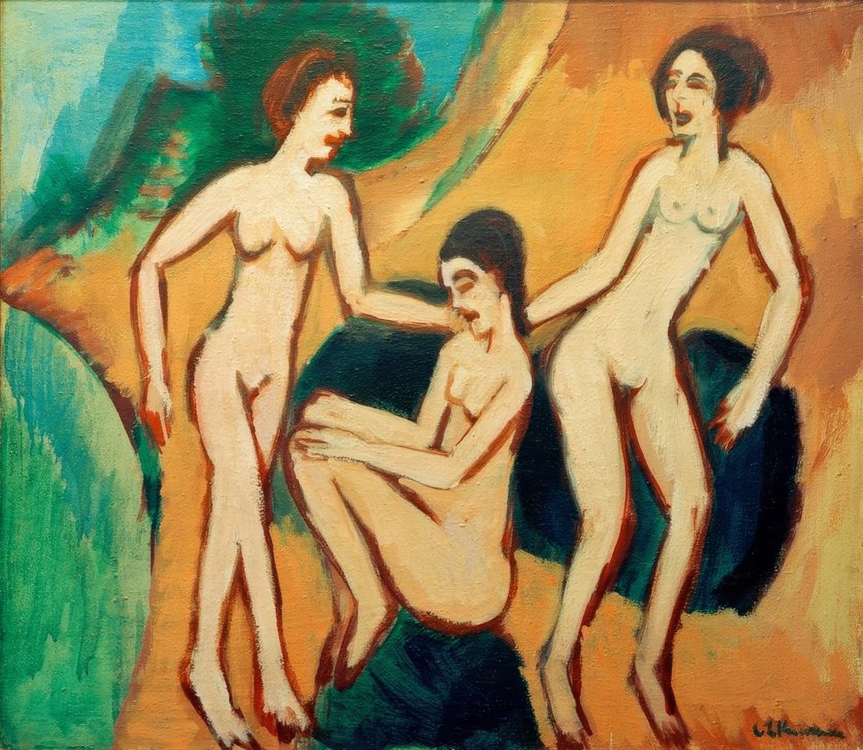 Kolme uimaria rannalla tekijältä Ernst Ludwig Kirchner