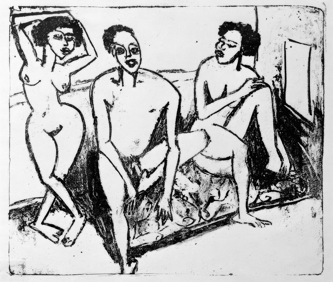 Kolme mustaa alastonkuvaa tekijältä Ernst Ludwig Kirchner