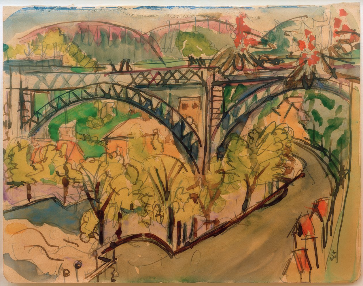 E.L. Kirchner, rautatiesilta / 1916 tekijältä Ernst Ludwig Kirchner