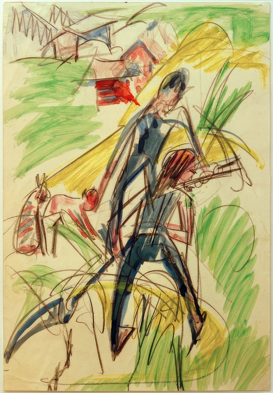 E.L. Kirchner, Mowing Farmers tekijältä Ernst Ludwig Kirchner