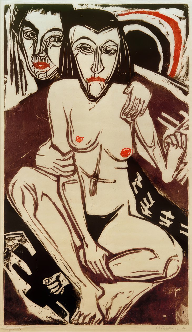 E.L.Kirchner, Melankolia (omakuva Ernan kanssa) tekijältä Ernst Ludwig Kirchner