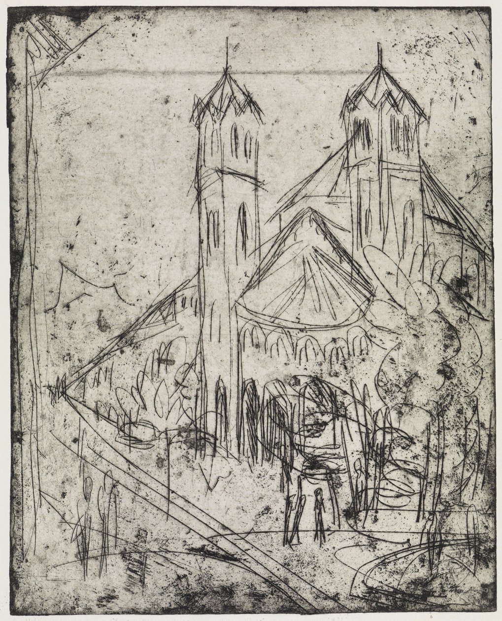Kulma talvipuutarhan luona/Pyhän Gereonin kirkko Kölnissä I tekijältä Ernst Ludwig Kirchner