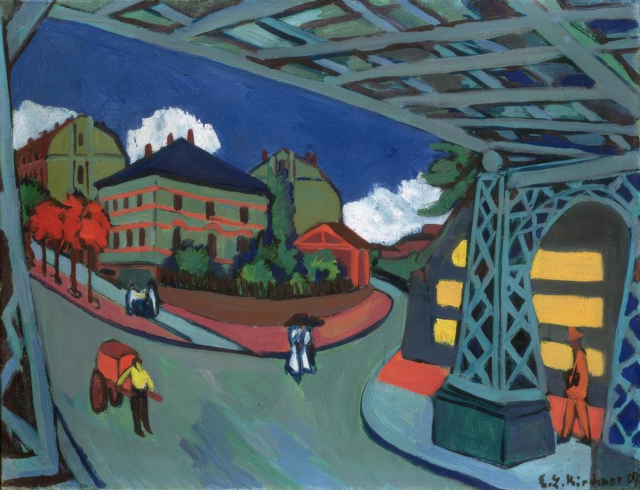 Löbtauer Strassen rautatien alikulku Dresdenissä tekijältä Ernst Ludwig Kirchner
