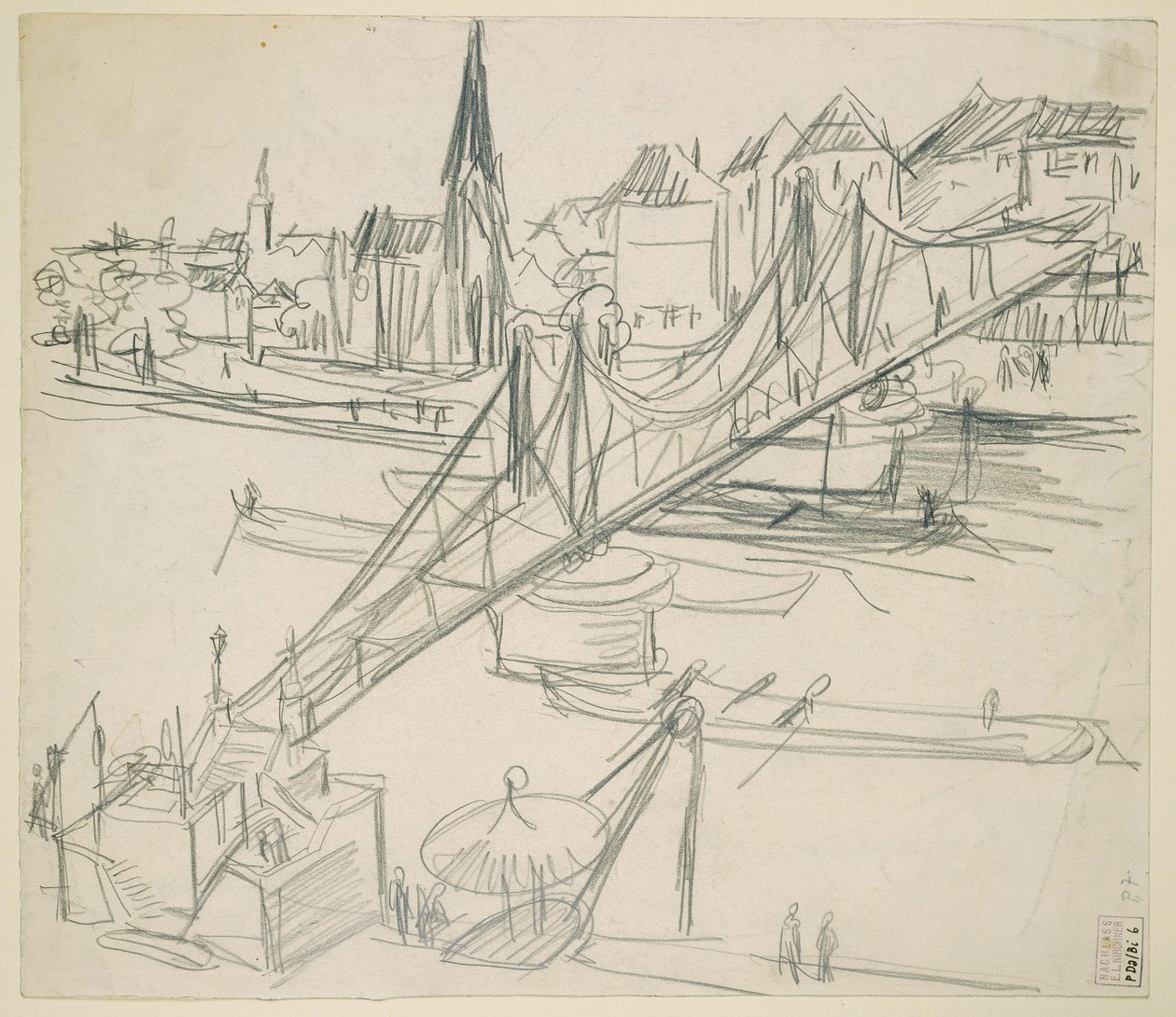 "Eiserner Steg" Frankfurt am Mainissa, näkymä Sachsenhauseniin tekijältä Ernst Ludwig Kirchner