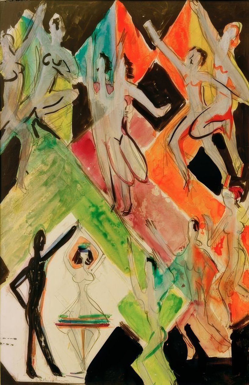 Entwurf zum Wandbild Farbentanz tekijältä Ernst Ludwig Kirchner