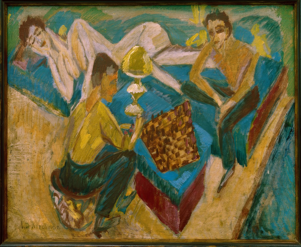 Erich Heckel ja Otto Mueller beim Schach II tekijältä Ernst Ludwig Kirchner