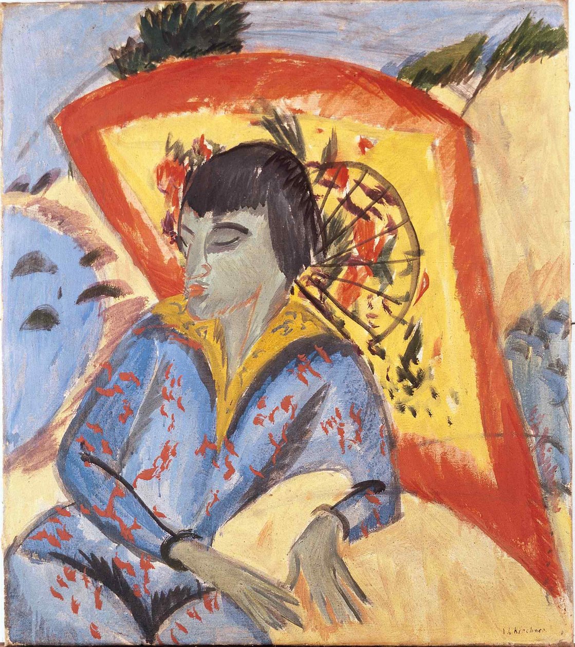 Erna japanilaisella sateenvarjolla, 1913. tekijältä Ernst Ludwig Kirchner