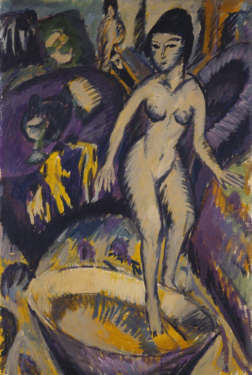 Nainen alastonkuva porealtaalla, 1912 tekijältä Ernst Ludwig Kirchner