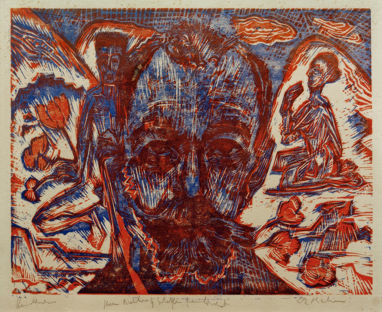Ferdinand Hodler / Hodlerkopf / Farbholzschnitt v. E.L.Kirchner tekijältä Ernst Ludwig Kirchner