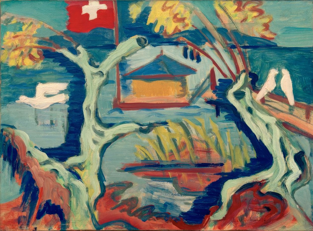 Kalastusmaja Bodenjärvellä tekijältä Ernst Ludwig Kirchner